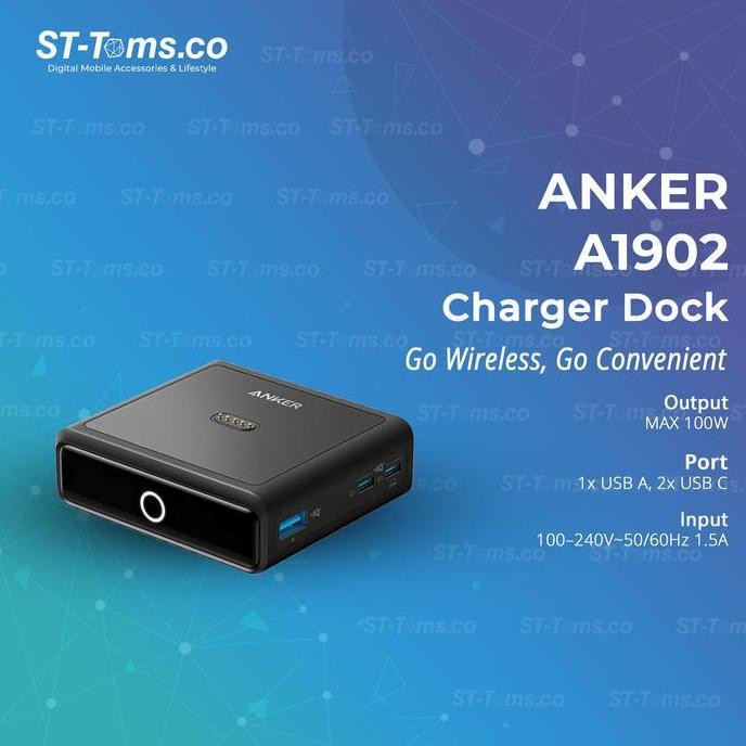 Anker 100W Charging Base for Anker Prime Power Bank Charging USB A USB C Fast Charging - A1902