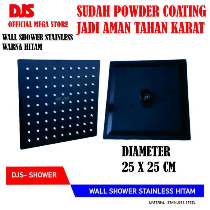 SOLVEX Kepala Shower Stainless Hitam Head Wall Shower Kotak 10 INC 25X25 CM