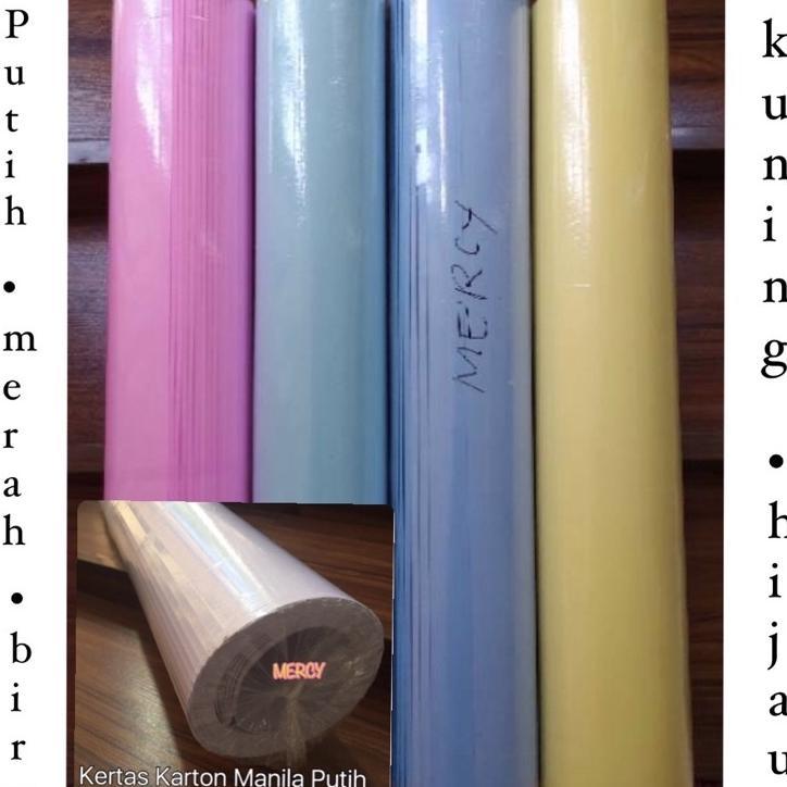 25 Lembar - Kertas Manila 61X86 Cm Merah Hitam Bc Putih Warna Violet Bc Paper Bufalo Karton