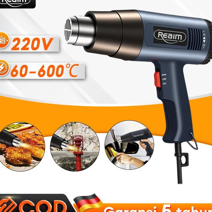 Reaim 2000W Heat Gun Panas Pistol Angin Panas Pemanas Segel Sticker Plastik Panas Pistol Angin