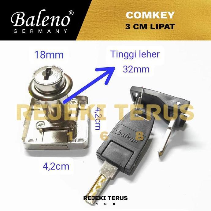 Comkey BALENO 3 cm LIPAT / Kunci Loker Besi Kait Computer Key Lemari