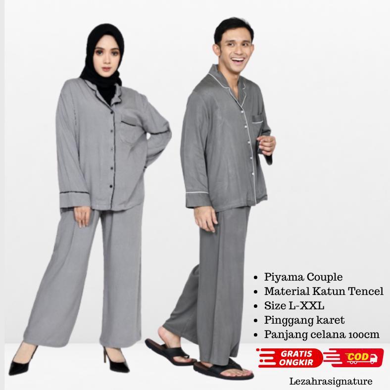 HOT SALE Setelan Baju Tidur Piyama Couple Pasangan Bunda Ayah Fit L- XXL Lezahrasignature Piama Leng