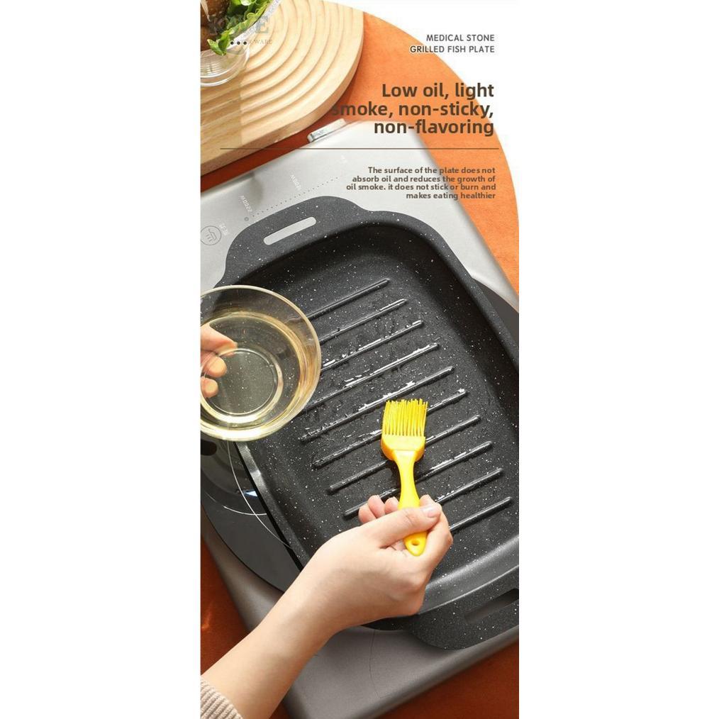 Terbaru Kwe Wajan Panggangan Panjang Portabel Anti Lengket Tahan Panas 28Cm 32Cm 36Cm Bbq Grill Pan 