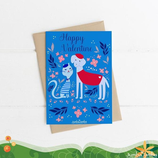 (Good) Kartu Ucapan Valentine A6 Kertas Linen - Minette And Rex Happy Valentine Day Greeting Card Wi