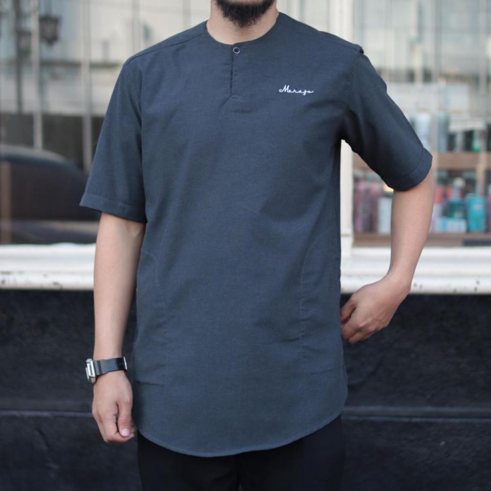 BEST SALE Marajo Baju Koko Kurta Pria Lengan Pendek Casual Polos