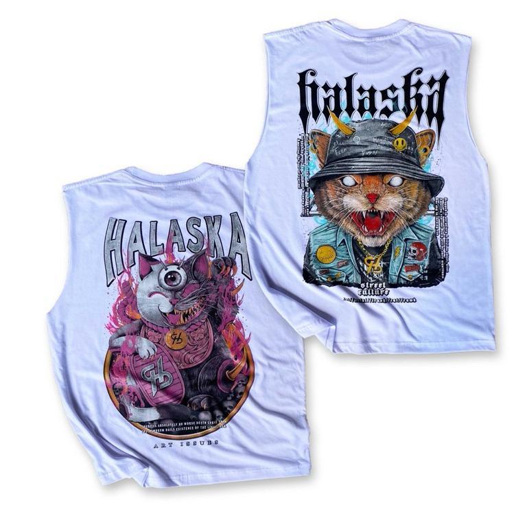 Baju Kaos Singlet Tanpa Lengan Sablon Pria Halaska