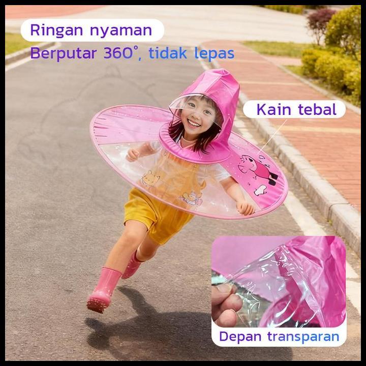 Hippolandjaket Hujan Bebek Kuning Kecil Berbentuk Piring Terbang, Topi Payung Gaya Cape Untuk Anak-A