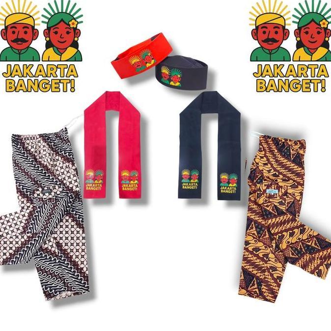 Setelan Baju Sadariah Pangsi, pakaian tradisional khas pria Betawi Celana Batik