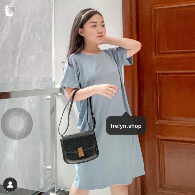 Pilihan - Frelyn Shop - Dress Katun Polos Lilac / Hitam / Abu / Kuning / Biru Elektrik / Maroon / Be