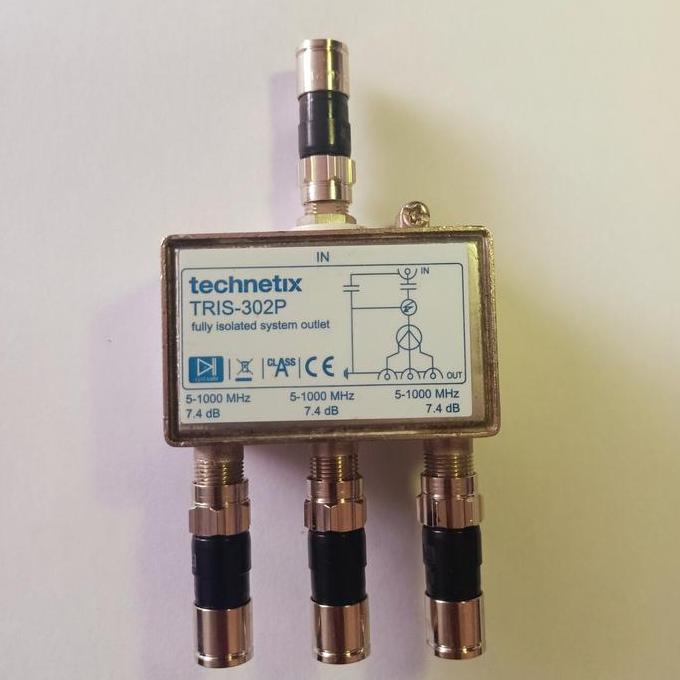 Spliter Antena TV Cabang 3 way Splitter Signal + Drat Connector Compre