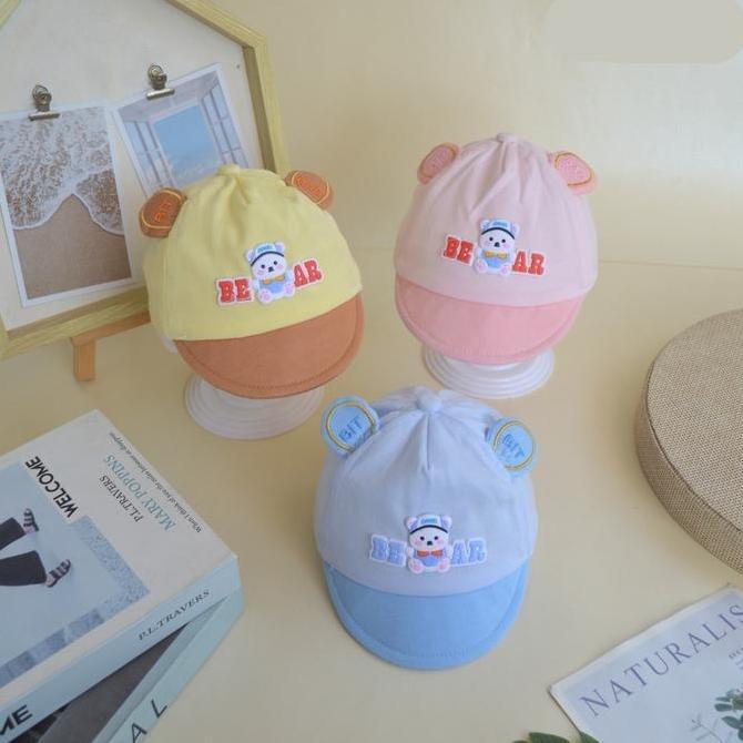 (Baru Lahir - 6 Bulan) Topi Cap Bayi Baru Lahir Motif BIT RAB And Bear Premium Murah
