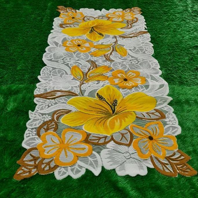 Reda- Taplak Meja Ruang Tamu / Taplak Meja Minimalis Motif Bunga Besar / Taplak Meja Tamu Modern Tap