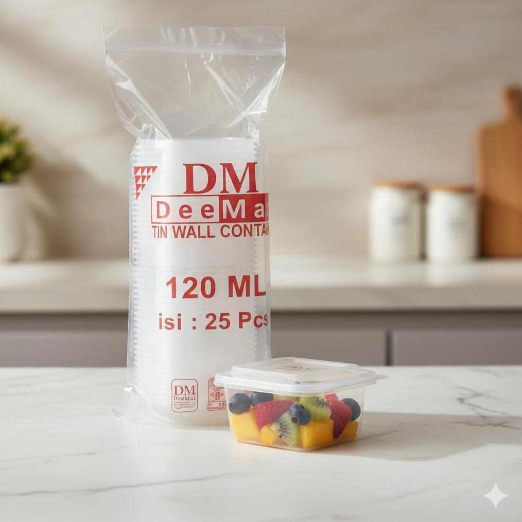 PROMO TERBARU thinwall DM 120Ml SQUARE mini (120ml SQ kotak makan DM 120ML25set