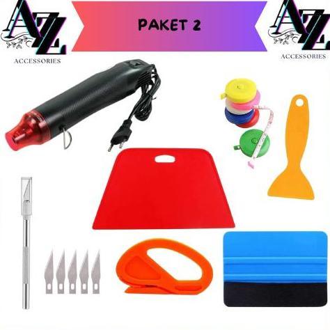 PAKET LENGKAP ALAT UNTUK MEMASANG STIKER SKOTLET MOTOR MOBIL KACA FILM WALPAPER DINDING BLOWER SERVI
