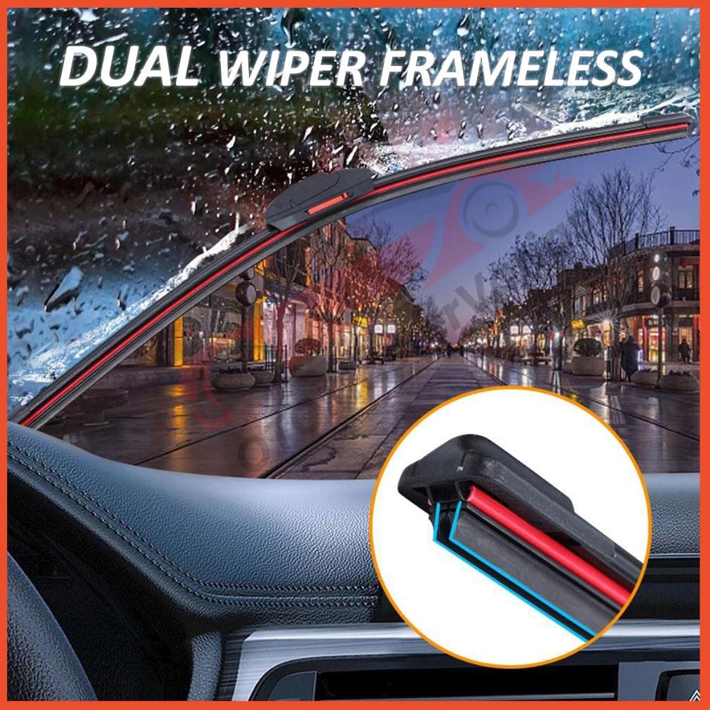 Wiper Frameless Dual Blade Universal Model Karet Ganda Untuk Semua Jenis Mobil Dual Wiper Blade