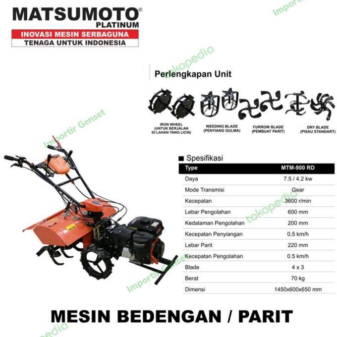 Mesin Bedengan Cultivator Tiller Mtm-900Rd Matsumoto