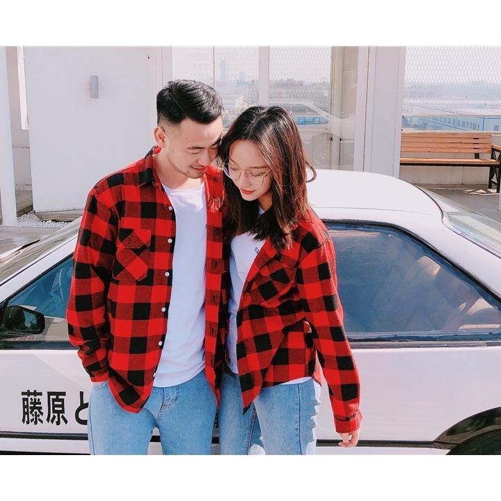 HOT DEALS THE FAMILLY COUPLE FLANNEL KOTAK LENGAN PANJANG KEMEJA KOTAK KOTAK KELUARGA BAJU COUPLE AY