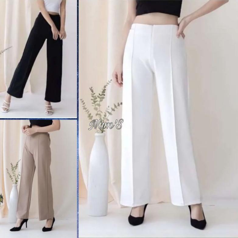 Sales Celana Kulot Hightwaist Wanita Kekinian Ala Korea Basic Hw Pinggang Karet Celana Culotte Panja