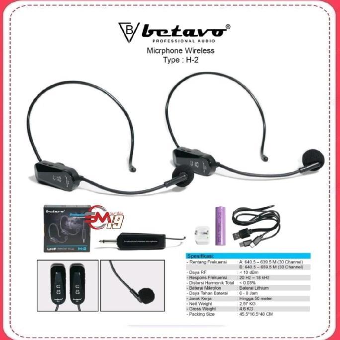 Mic Wireless Betavo H2 Original Mic Headset / Bando Betavo