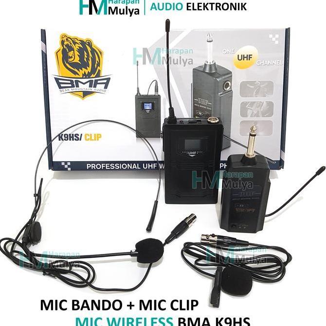 BMA K9HS Mic Wireless Microphone Headset Bando dan Jepit Clip On