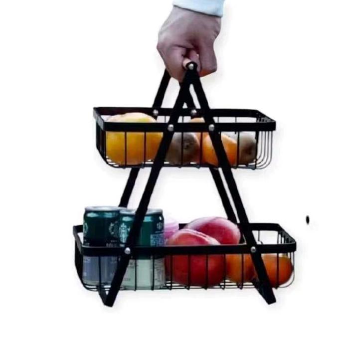 Rak buah / keranjang buah besi serabaguna susun 2