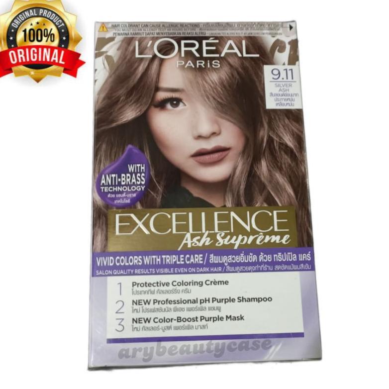L'oreal paris excellence fashion hair color cat rambut 9.11 silver ash pewarna rambut cat rambut