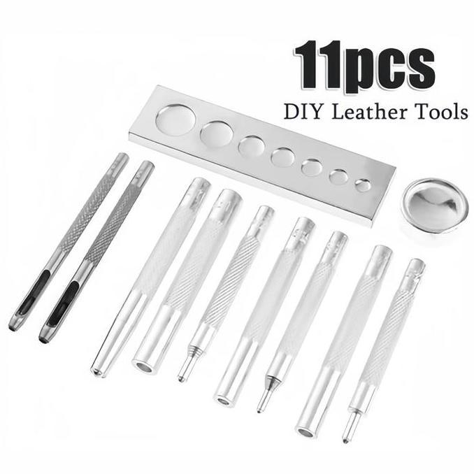 11pcs Plong Pembolong Alat Pelubang Kulit Pembolong Kulit Set Pelubang