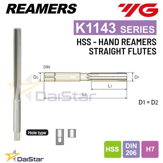 Yg-1 Hss Hand Reamer Straight Flute 2|3|4|5|6|7|8|9|10|11|12|13|14|15|16|17|18|19|20 Mm Yg1 Hand Rea