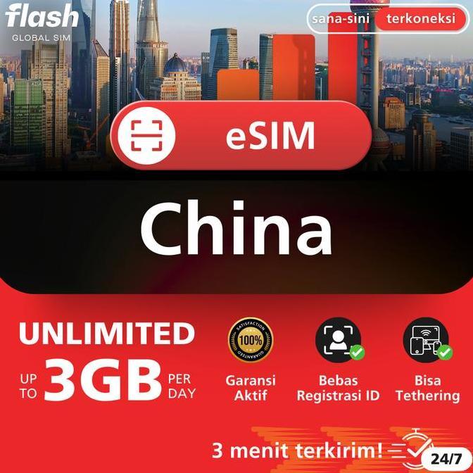 Card - Flash Esim China Unlimited Data (Esim Cina, Esim Shanghai, Esim Beijing, Esim Shenzhen, Esim 