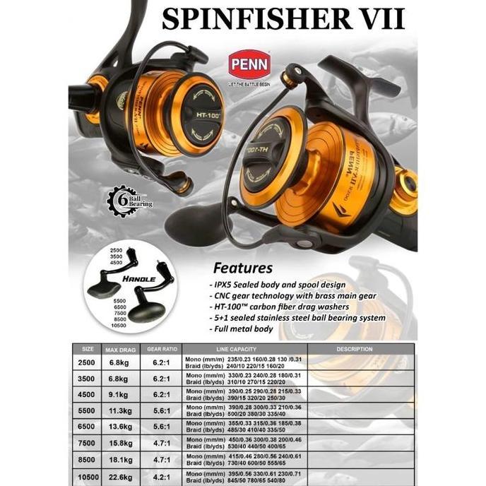 reel penn spinfisher VII 2500 - 10500 mantap Bahan full metal Berkualitas Awet