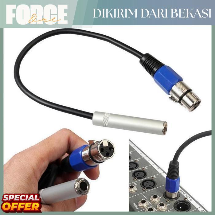 Force One Konverter Kabel Audio Jack 6.5 Female to XLR Male - Sambungan Plug Adapter Anti Noise Kual