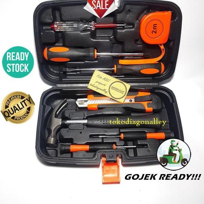 Set- Toolkit Lengkap Obeng Tang Alat Set Perkakas Palu Cutter Meteran