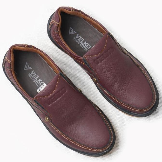 Shoe- Sepatu Slip On Kulit Pria Velko Flat Shoes Flat Shoes Sepatu Cowok