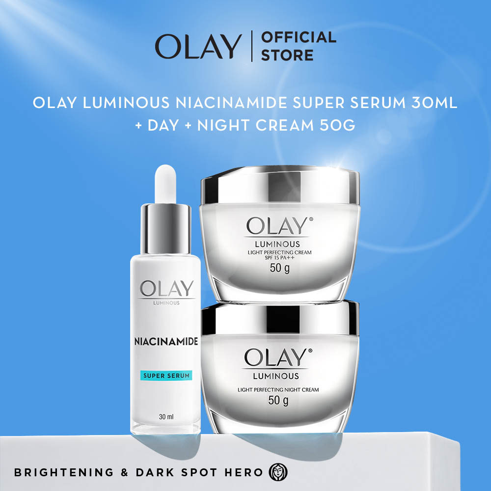 Olay Set White Radiance Cream + Luminous Cream and Serum Niacinamide Skincare Brightening