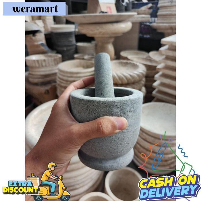 Lumpang Alu Tumbukan Ulekan Batu Andesit Alam Andesit Stone Mortar Pestle 6/3