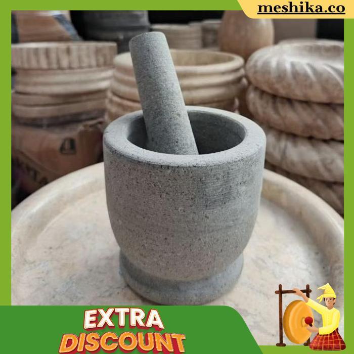 Lumpang Alu Tumbukan Ulekan Batu Andesit Alam Andesit Stone Mortar Pestle 6/3