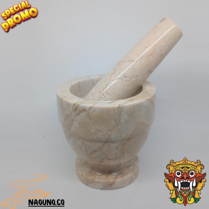Lumpang Alu Batu Lesung Mini Marmer Asli Tumbukan Tumbuk Obat Puyer Ulekan Ulek Mortar & Pestle 6/3