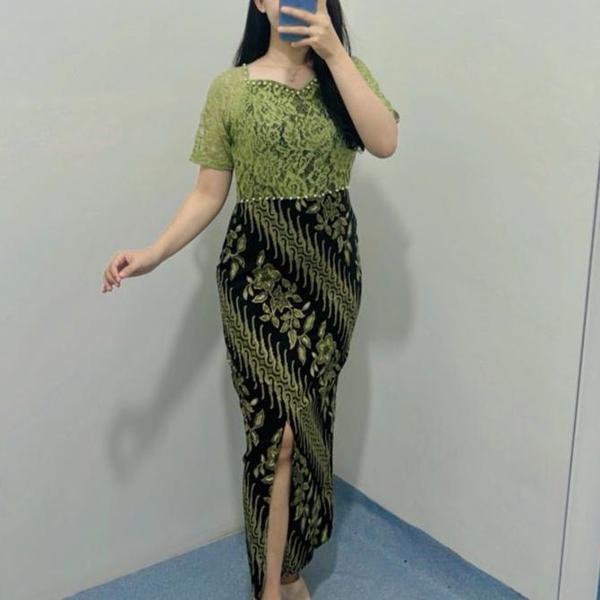 Dress Batik Widya / Dress pesta natal wanita / dress couple Gaun  Brokat Panjang Cantik Kondangan Me