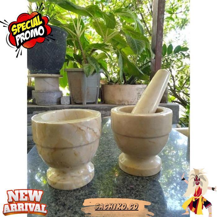 Lumpang Alu Batu Lesung Mini Marmer Asli Tumbukan Tumbuk Obat Puyer Ulekan Ulek Mortar & Pestle 6/3