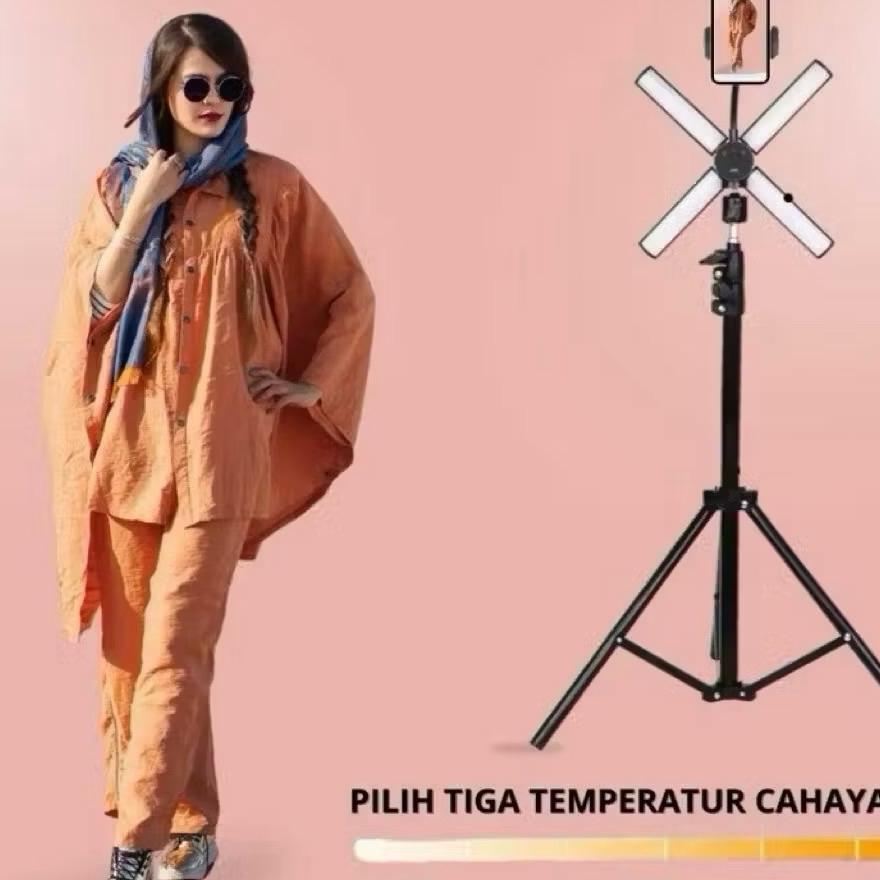 1 Set Paket Lampu Led Mini Starlight + Tripod + Holder Set Super Terang Make Up Vlog Lampu Ringlight