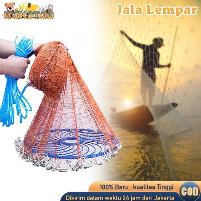 KANJALO Jaring Lempar Jala Ikan Lempar Nilon Jala Ikan Dan Udang Siap Pakai