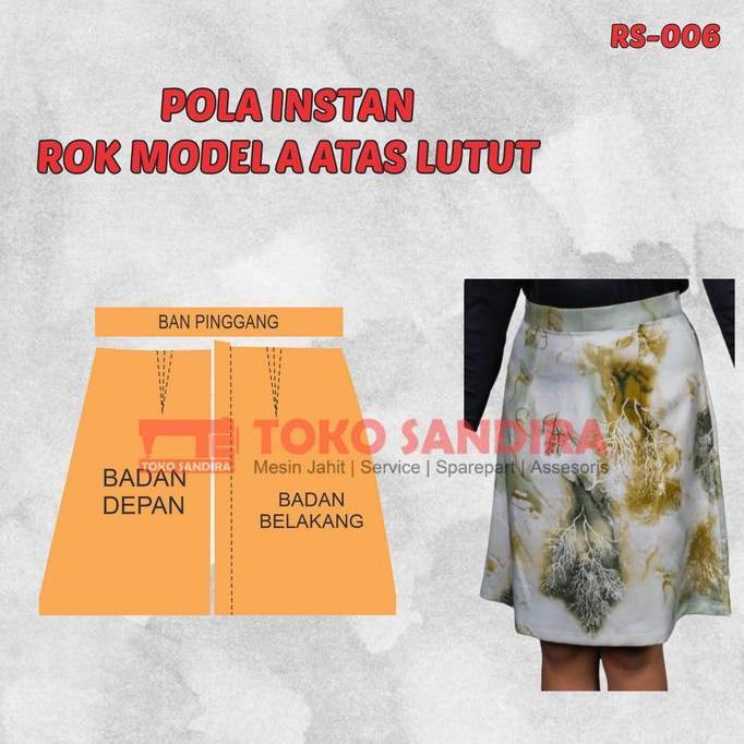 pola rok model A/pola instan rok semi/pola rok wanita/pola rok Alqshop