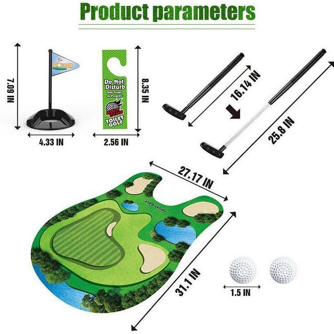 HABRULE Mainan Golf Mat Untuk Toilet Closet Duduk Kloset Mini Golf Funny Game Lengkap