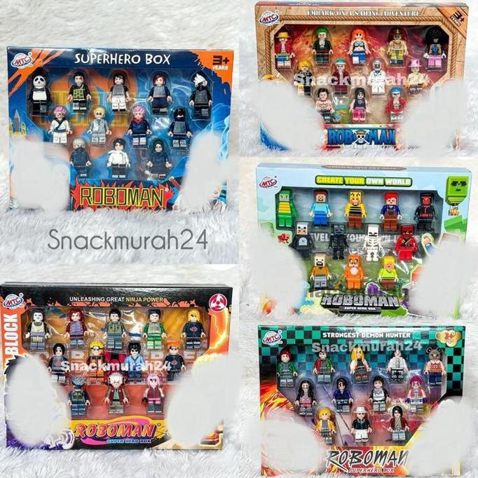 mainan - 1 Set Mainan Bricks Roboman Ninja Super Hero Box Bajak Laut Figure Set dengan Weapons Peral