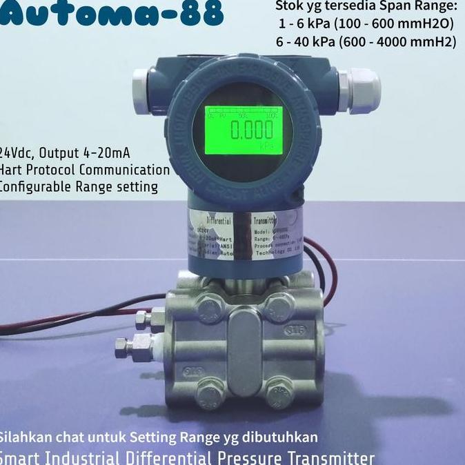 INDUSTRIAL DIFFERENTIAL PRESSURE TRANSMITTER 4-20MA SMART HART 24VDC AT88