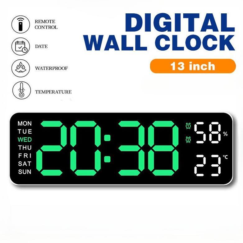 Jam tampilan layar besar 13 inci jam digital Nordik jam dinding ruang tamu sederhana jam dinding