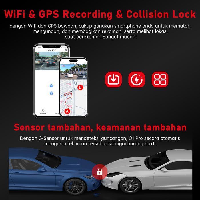 CARGOOS MIRAI 2C DASHCAM 2 KAMERA 4K+1080P ADAS WIFI GPS MONITOR DEPAN BELAKANG ORIGINAL DAN TERPERC