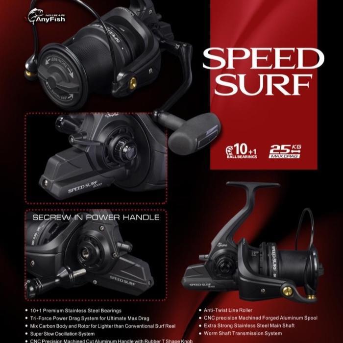 Reel Pasiran Anyfish Speed Surf 8000 dan 10000  Pancing Ikan Laut