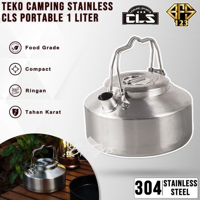 NEW Teko Kettle Camping 1 Liter Teko Stainless Steel 304 Teko Handle CLS Alat Masak Camping gear Tek