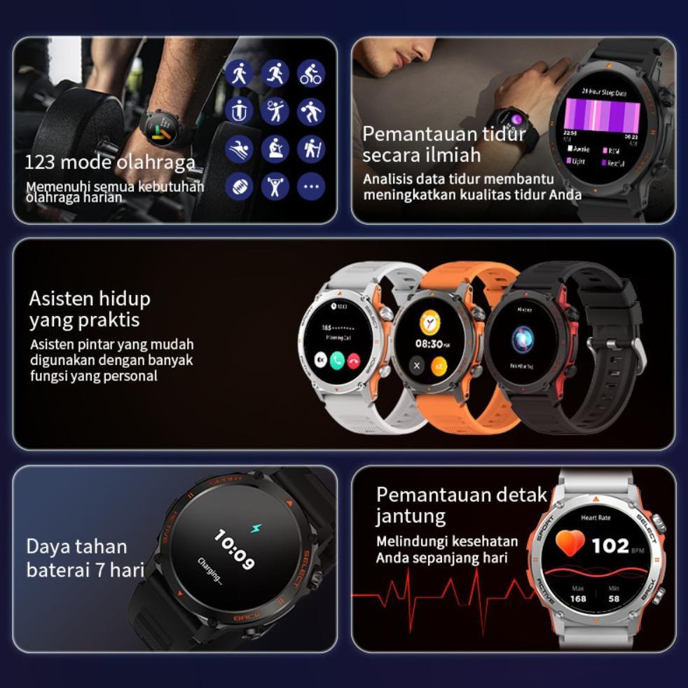 New Morein Plus Gt1 Smartwatch - 1.43'' Amoled | Tahan Air Ip68 | Baterai Tahan Lama | 123 Mode Olah